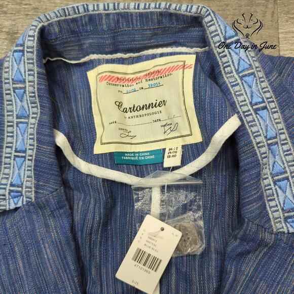 Anthropologie Linen Blend Single Button Blazer Size 8 - Picture 2 of 5